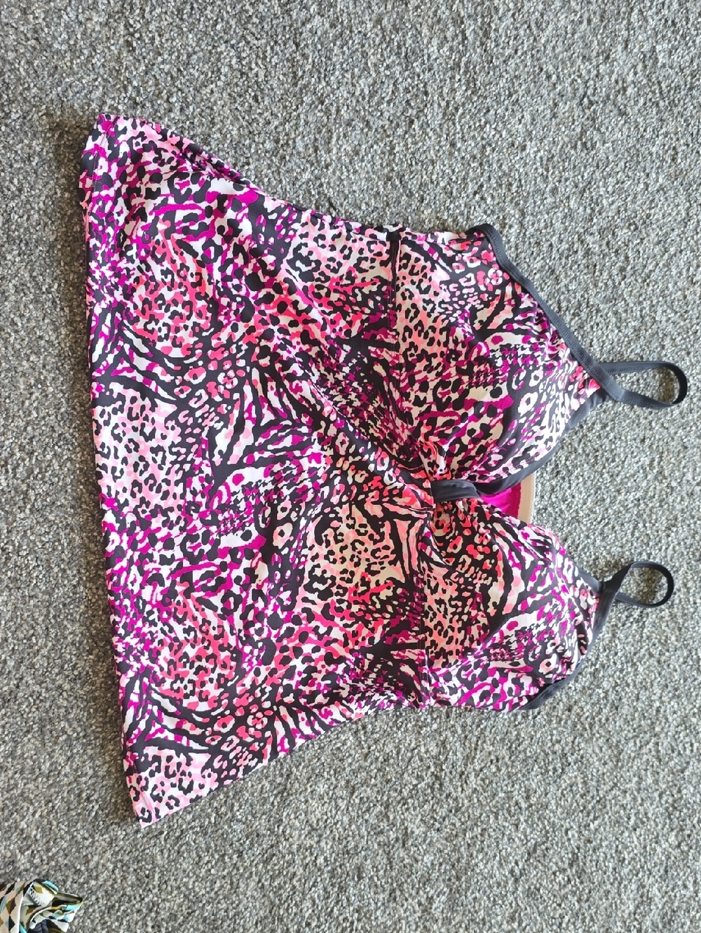 Pink & Black Animal Print Swimsuit Top